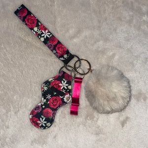 Red & Black chapstick holder Keychain